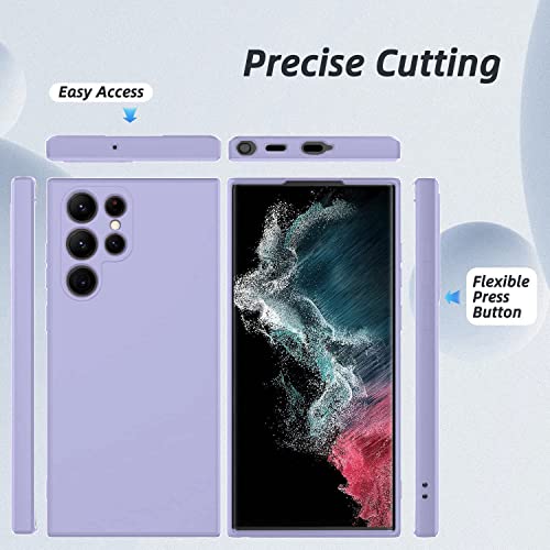 Image of DIZORO Microfiber Candy Case Compatible for Samsung Galaxy S22 Ultra Shockproof Slim Back Cover Liquid Silicone Bumper Camera Protective Phone Cover (Purple)
