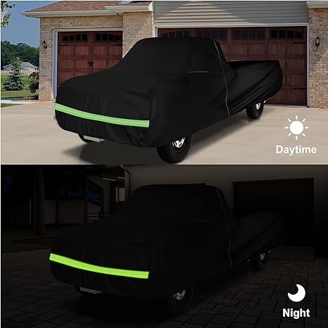 Image of Waterproof Car Cover Compatible with Chevrolet C10 /20 K10 /20 1960-1987 Standard Cab Long Bed Accessories, 420D All Weather Car Covers with Zipper&Lock for Car Dust Snow Rain Hail Protection