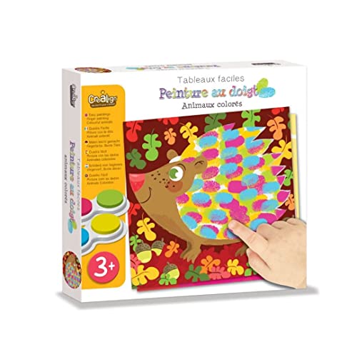 Créa Lign - Coffret Loisir Créatif - Tableaux Faciles - Peinture Au Doigt - Animaux Colorés - Dès 3 Ans - CL131
