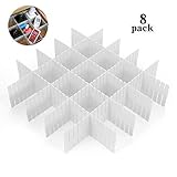 Hapy Shop DIY Plastic Drawer Dividers,8 Pcs Dresser Kitchen Office Organizer Accessories Adjustable Drawer Storage Organizer for Home Tidy Closet Stationary Underwear Tools Utensil Storage (White)