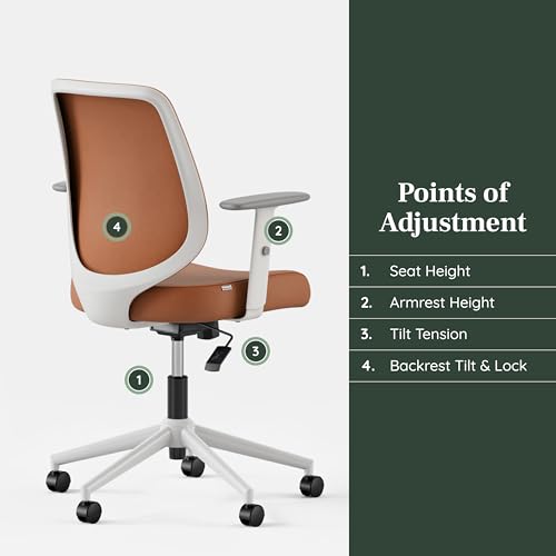 Image of Branch Daily Chair - Vegan Leather Office Chair with Swivel, Lumbar Rest, and Adjustable Armrests - Comfortable Seating for Improved Posture and Productivity - Dune | Lumbar Rest and Adjustable Armrests, Comfortable Seating for Improved Posture and Productivity, Dune