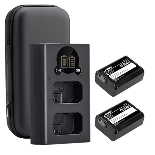 NZBS NP-FW50 1300mAh Akku und LCD Dual Ladegerät Kit für Sony ZV-E10 Alpha A6000 A6300 A6400 A6500 A5000 A5100 a7 a7II a7R a7RII a7S a7SII