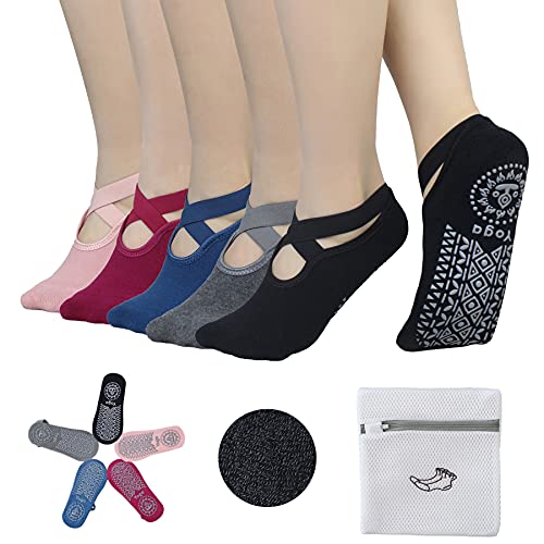Bioaum 5 Pairs Non Slip Yoga Socks For Women,Anti-Skid Socks For Pilates,Barre,Dance #TOP7