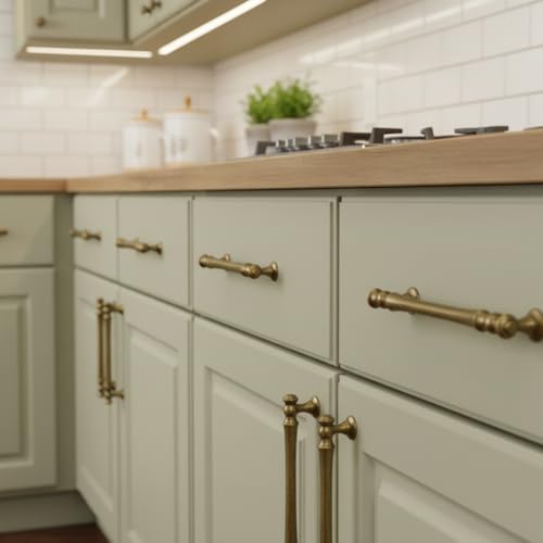 Alzassbg Antique Brass Cabinet Pulls and Handles 10 Pack, AL3085AE by Alzassbg - Used condition - Image 3