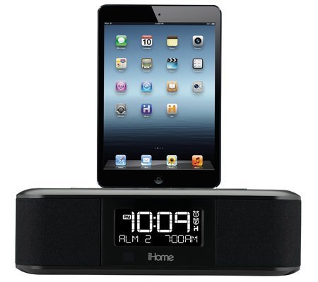 iHome iDL95 Dual Charging Stereo FM Clock Radio with Lightning Dock and USB Charge/Play for iPad/iPhone/iPod OPEN BOX