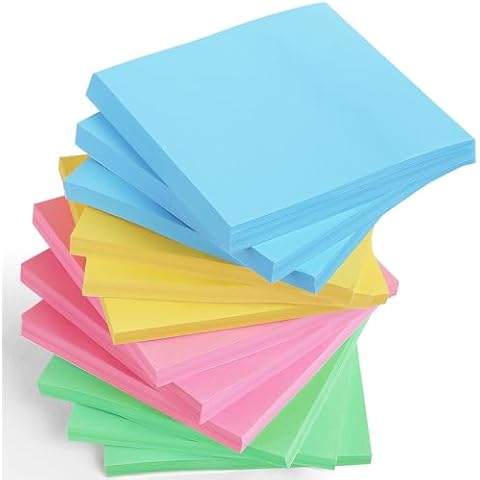 12 Packs Colored Sticky Notes, 3"x3" Self-Stick Pads with 960 Sheets in Total, 80 Sheets/Pack, Perfect for Office, Home, School, Meetings - 4 Colour (Yellow, Pink, Green, Blue) Cover