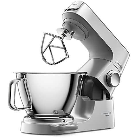 Kenwood Titanium Chef Baker XL, Kitchen Machine with K-Whisk, Stand Mixer with Kneading Hook, Whisk and 6,7L Bowl, KVL85.004SI Power 1400W, Silver Cover