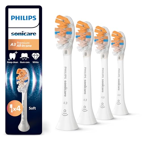 Philips Sonicare A3 Premium tout-en-un - têtes de brosse à dents de rechange d'origine, blanc, lot de 4, HX9094/87