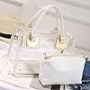 Rullar Women 2 Pcs Small Clear Tote Beach Shoulder Top-Handle Bag PVC Transparent Satchel Handbag Purse White #1