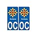 autocollant plaque immatriculation auto département OC sticker Occitanie logo 12 - Angles : arrondis