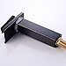 Wovier Matte Black Waterfall Spout Bathroom Sink Faucet with Supply Hose,Single Handle Single Hole Vessel Lavatory Faucet,Slanted Body Basin Mixer Tap Tall Body Commercial,Black(No LED)