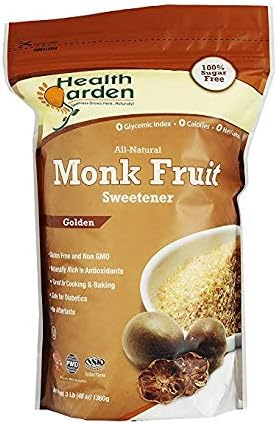 HEALTH GARDEN Monk Fruit Sweetener, Golden - Non GMO - Gluten Free - Sugar Substitute - Kosher - Keto Friendly (3 LB)