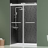DELAVIN 44"-48" W x 75" H Frameless Shower Door, Double Sliding Shower Door, 5/16"(8mm) Clear Temper