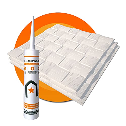 PACK 8x PANELES DECORATIVOS PARED/TECHO"IRIS" POLIESTIRENO POLIESPAN (8x Paneles + 1 Adhesivo 300ml) :: REVESTIMIENTOS HOMESTAR® Cover