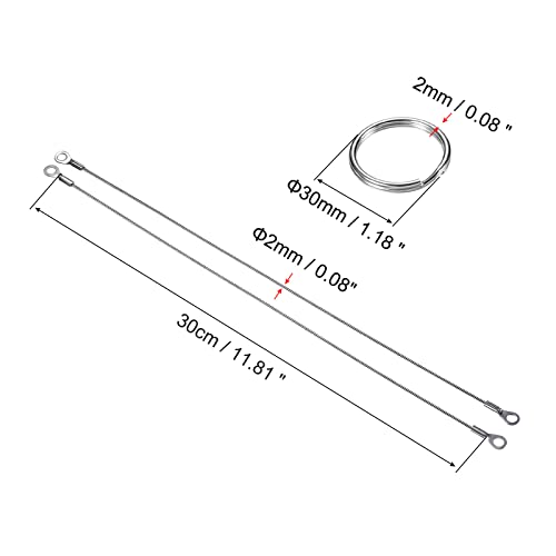 PATIKIL Stainless Steel Lanyard Cable 2mmx30cm, 6 Pack Eyelets Ended Security Wire Rope with 12 Pack Key Ring - Image 2