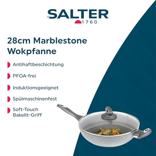 Salter Marblestone Wokpfanne 28 cm, antihaft, mit Glasdeckel – Ansicht 2