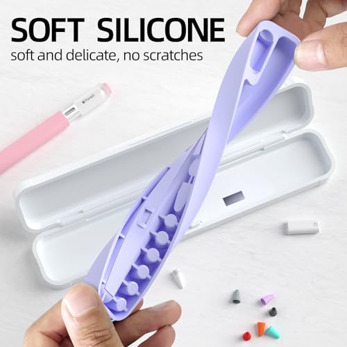 Image of AZF Hard PC&Silicone Magnetic case for Apple Pencil case(Apple Pencil Pro /2nd Gen /1st / (USB-C) / Pro and Samsung Galaxy S-Pen Series Pencil Protection Carrying Case. (Lavender Purple)