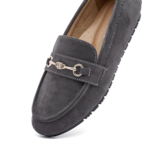 Image of Women's Wide Loafers Casual Slip on Flat Shoes Women's Comfort Penny Loafers with Arch Support Women Dressy Moccasins