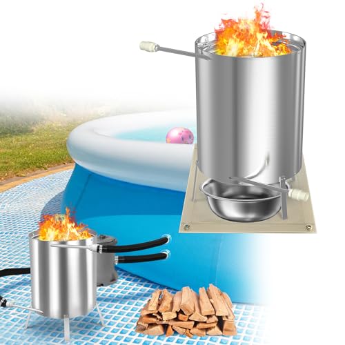 UISEBRT Chauffage de piscine avec feu - En bois - Avec spirale chauffante - Diamètre : 32/38 mm - Raccord : 32/38 mm - 100 % acier inoxydable