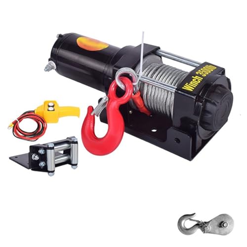 Image of Portable Small Electric Hoist, Electric Vehicle-Mounted Crane Winch, Off-Road Vehicle Self-Rescue Winch (3500 Lbs Handle Switch)