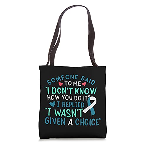Bolso tote para concienciación sobre el cáncer cervical, con cinta blanca y turquesa, para personas que luchan contra el cáncer y la quimioterapia miniatura 1