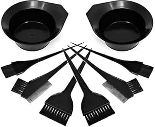 Hair Colour Bowl - Professional 4-Piece Set with 3 Hair Dye Brushes, Tint Comb, and Mixing Bowl for Salon or Home Use (Black) (set-8PCS)