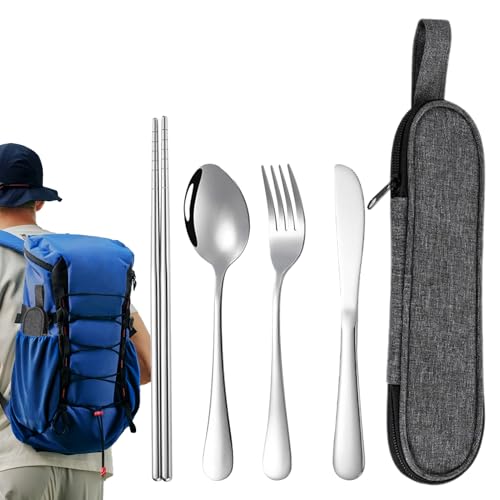 Stainless Steel Cutlery Set, Portable Camping Tableware & Travel Utensils
