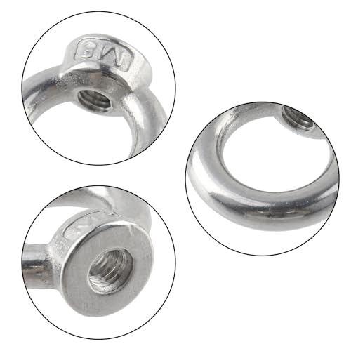 Image of Antrader 10pcs 304 Stainless Steel Ring Shape M8 Lifting Eye Threaded Nut