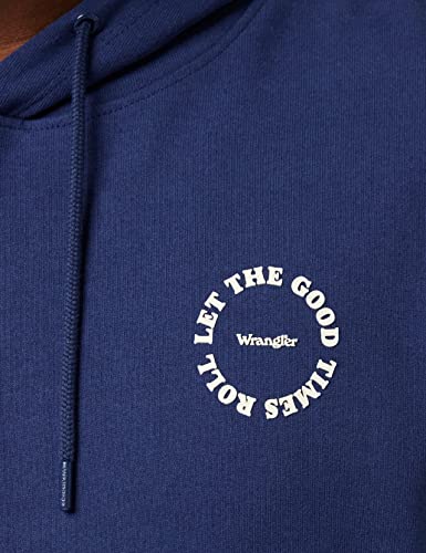 Wrangler Good Times Felpa con Cappuccio, Blu