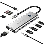 Portronics Mport One USB C Hub Dock (9-in-1) with 4K 60Hz HDMI, 3-Port USB, HDMI On-Off Button, 100W Type-C Charging, Card Reader, 3.5mm AUX, Type C Plug for Laptop, Mac, PC (Grey)