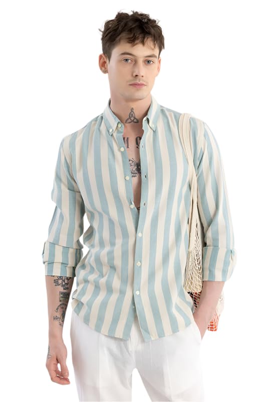 SNITCH Aurora Blue Stripe Shirt in blue