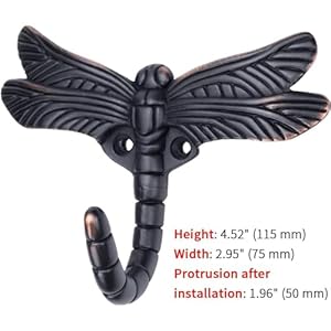 Dragonfly hooks wall hooks for hanging oil rubbed bronze coat hooks wall mounted towel hooksheavy duty key holder for decorpack of 4  urban country home decor