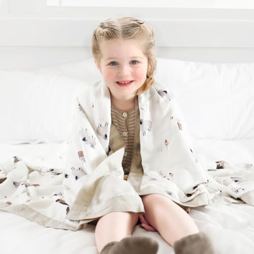 Image of GRSSDER Cotton Muslin Quilt Blanket - Silky Soft and Breathable Baby Blanket Quilt, Oversized Muslin Blankets for Newborns, Toddlers & Kids, 6 Layers Reversible Design for All Seasons, 47 inch x 47 inch