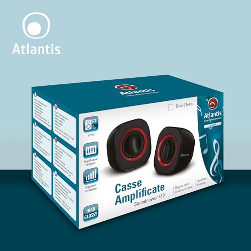 ATLANTIS Sound Power 410 Mini-Casse Stereo Amplificate, Nero Lucido - Casse per PC - Immagine 7