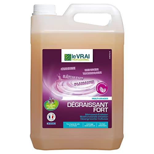 LE VRAI PROFESSIONNEL - Dégraissant Fort Multi-Usages - Produit d’Entretien Sols - Senteur Pin des Landes - Fabrication Française - Flacon 5L