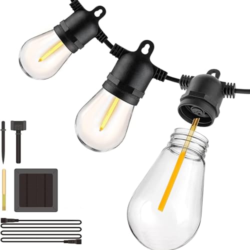 Image of MANSAA M63 Solar Meteor String S14 Bulb Light | 10 Bulbs 10 COB LED | Atmosphere Lamp | Outdoor Waterproof | Courtyard Garden Camping Decoration Hanging Lamp | Made in India