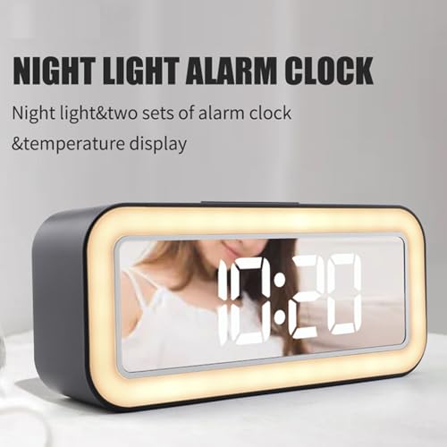 Reloj despertador digital LED multifuncional con indicadores de temperatura y modos nocturnos 8