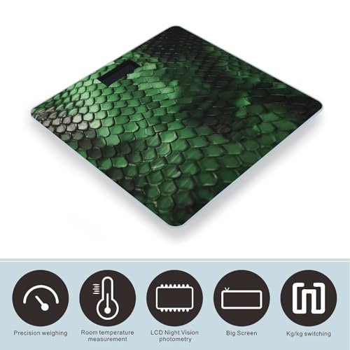 Báscula digital verde con diseño de piel de serpiente para baño miniatura 3