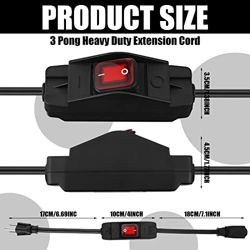 3 Prong Outdoor Extension Cord With Waterproof Switch 1875W Heavy Duty Extension Cord 14/3 Sjt Extension Cable Inline On/Off Switch 15A 125V Grounded Outlets Plugs For Appliances (Black, 1.4 Ft) #TOP1