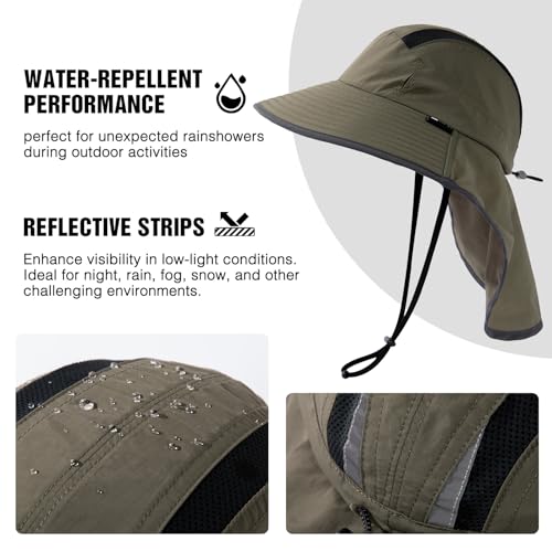 Image of TOP-EX Wide Brim Sun Hat for Men Women with Neck Flap & Sunglass Lock | UPF 50+ protection waterproof packable windproof chin strap for fishing hiking safari travel outdoor work