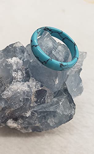 LTC Designs Genuine Turquoise-Colored Howlite Gemstone Banded Ring (Ring Sizes: 5.5, 6, 7, 8, 8.5)3