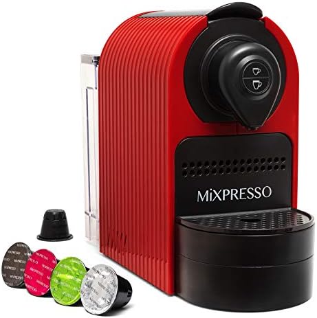 Mixpresso Espresso Machine for Nespresso Compatible Capsule, Single Serve Coffee Maker Programmable Buttons for Espresso and Lungo, Premium Italian 19 Bar High Pressure Pump 27oz 1400W (Red)