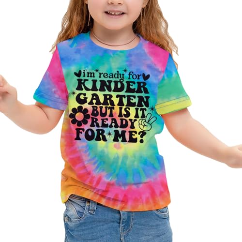 Image of First Day of Kindergarten Shirt Toddler First Day of School Tee Boy Girls I'm Ready for Kindergarten Tops