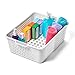 madesmart Medium Storage Basket, Multipurpose Organizer with Soft-Grip Handles, Ventilated Design for Laundry, Bath & Kitchen Storage, White, 14 x 10 x 5