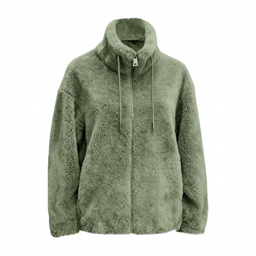 Generisch Women Teddyfleece Jacket mit durchgehendem Reißverschluss, lange Ärmel, übergroße Sherpa-Herbst-Winter-Mäntel, lässige, lockere Passform, warme Plüsch-Reisejacken 2026