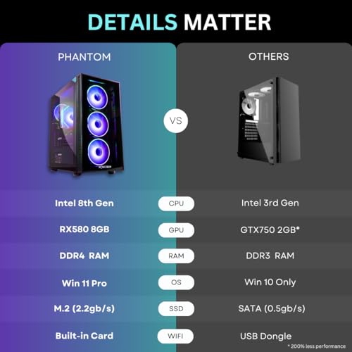 Image of NOVATECH Phantom - Prebuilt Gaming PC Desktop Computer - RX580 8GB - Core i7 Xeon 3.5GHz - 16GB RAM - 512GB M.2 SSD WiFi /BT, Win 11 Pro - Gaming Computer Tower - Pre Built PC Gaming - 1 Year Warranty