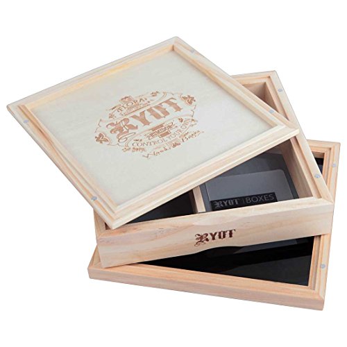 Ryot 7X7 Solid Top Screen Box In Natural | Wide Wooden Box Perfect For Sifter - Monofilament Mesh Screen - Glass Base Tray - Prep Card - Storage Divider #TOP1