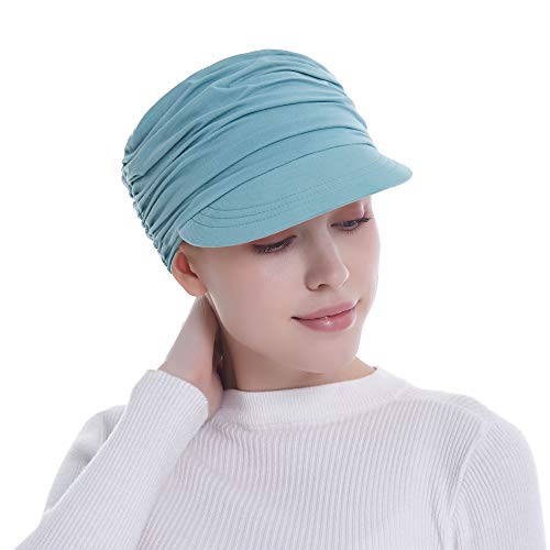 Bamboo Fashion Hat For Woman Daily Use With Brim Visor, Hats For Cancer Chemo Patients (Turquoise Aqua) #TOP2