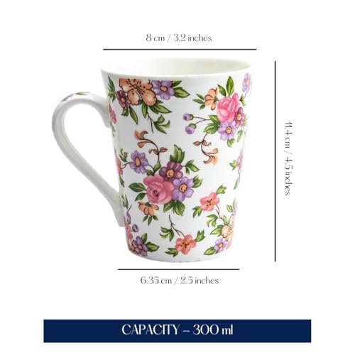 Image of GOLDEN QUEEN'S Mugs Set of 2 for Coffee, Tea, Milk - Ideal for Your Daily Beverage Ritual, Hosting & Casual Gatherings - Whimsical Blossoms