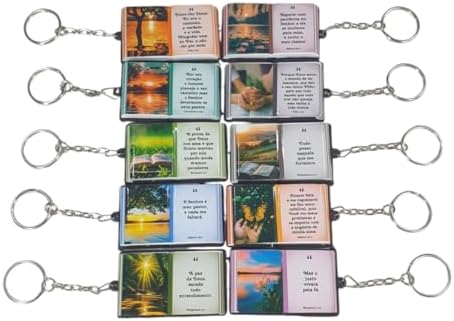 Chaveiro Com Salmos Da Bíblia Sagrada Sortidos Com Argola Católic...